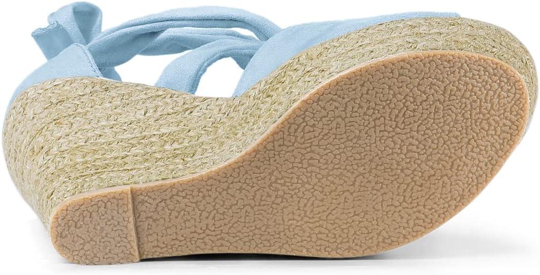 imageAllegra K Womens Lace Up Espadrilles Platform Platform Wedges SandalsSky Blue