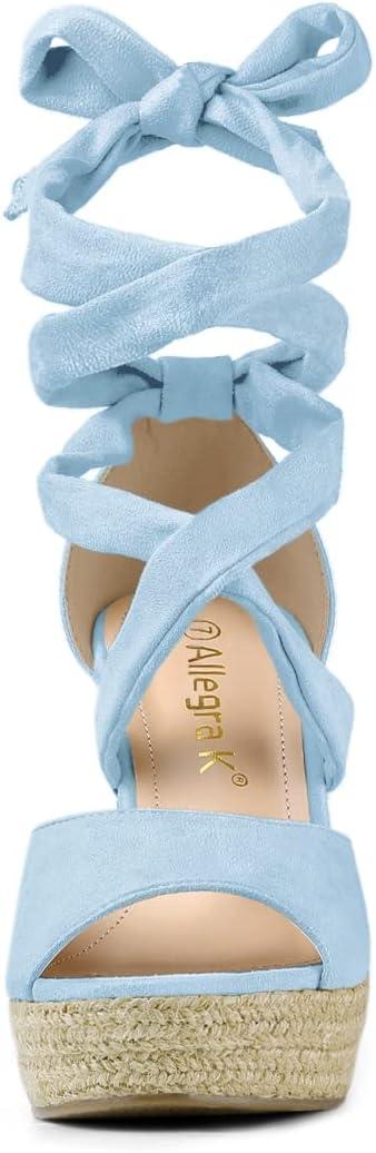 imageAllegra K Womens Lace Up Espadrilles Platform Platform Wedges SandalsSky Blue