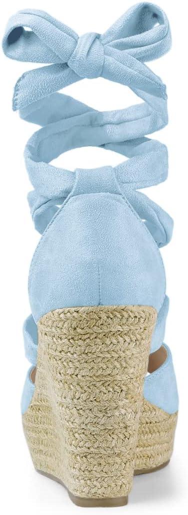 imageAllegra K Womens Lace Up Espadrilles Platform Platform Wedges SandalsSky Blue