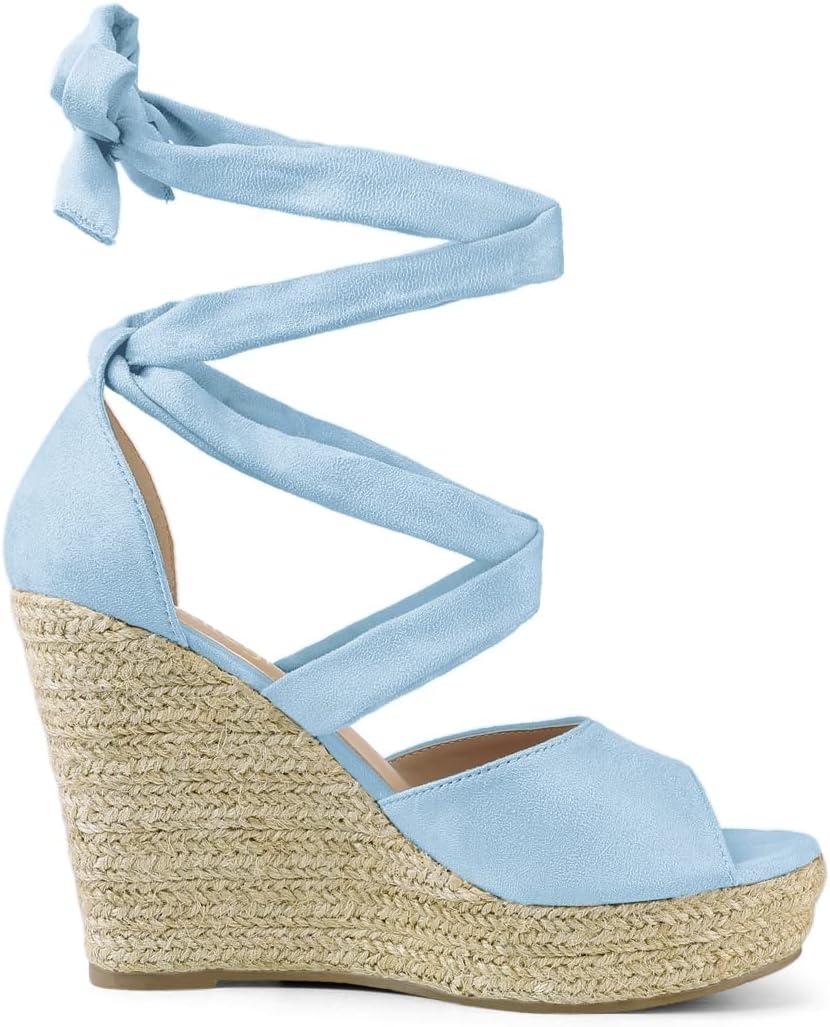 imageAllegra K Womens Lace Up Espadrilles Platform Platform Wedges SandalsSky Blue