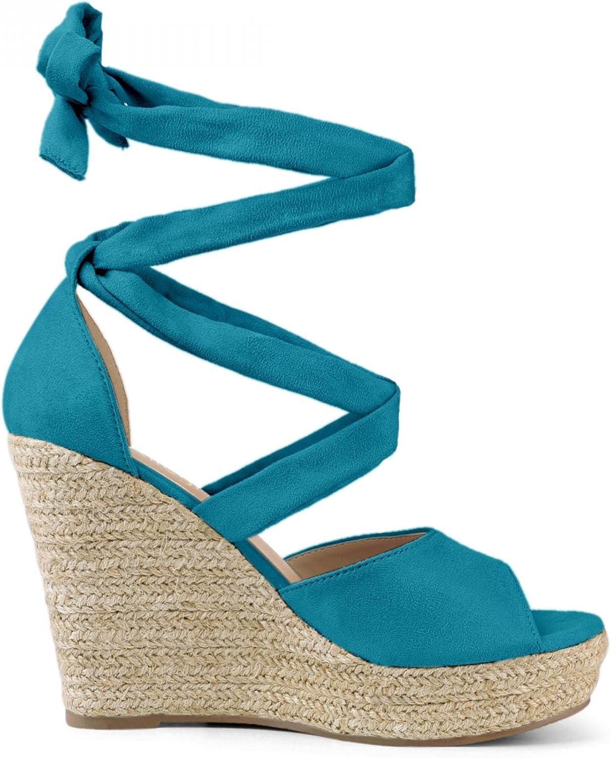 imageAllegra K Womens Lace Up Espadrilles Platform Platform Wedges SandalsTeal