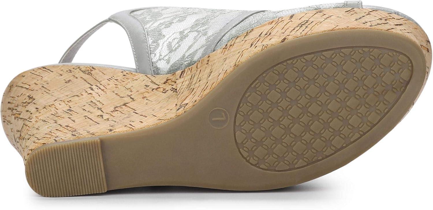 imageAllegra K Womens Open Toe Platform Heel Lace Wedges SandalsGrey