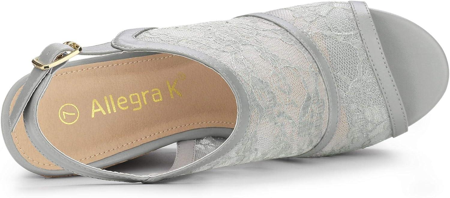 imageAllegra K Womens Open Toe Platform Heel Lace Wedges SandalsGrey