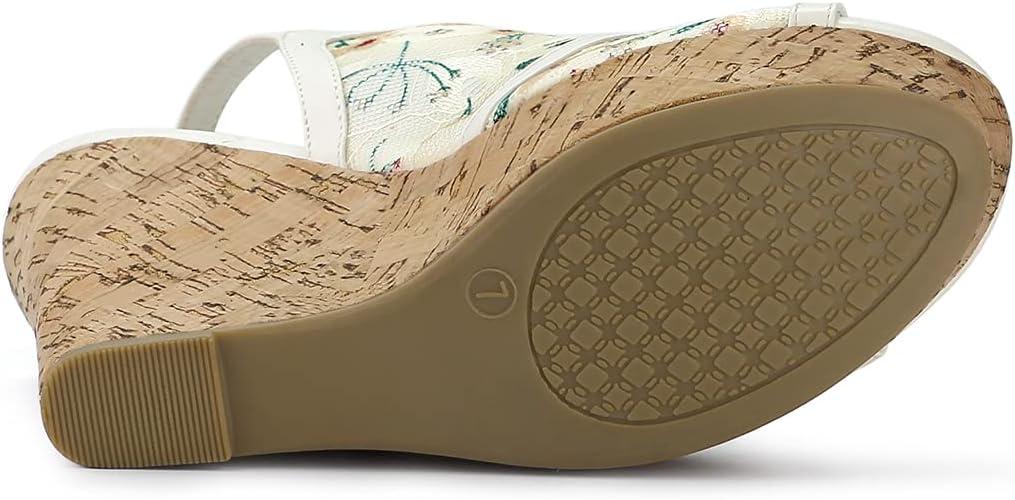 imageAllegra K Womens Open Toe Platform Heel Lace Wedges SandalsWhite Green