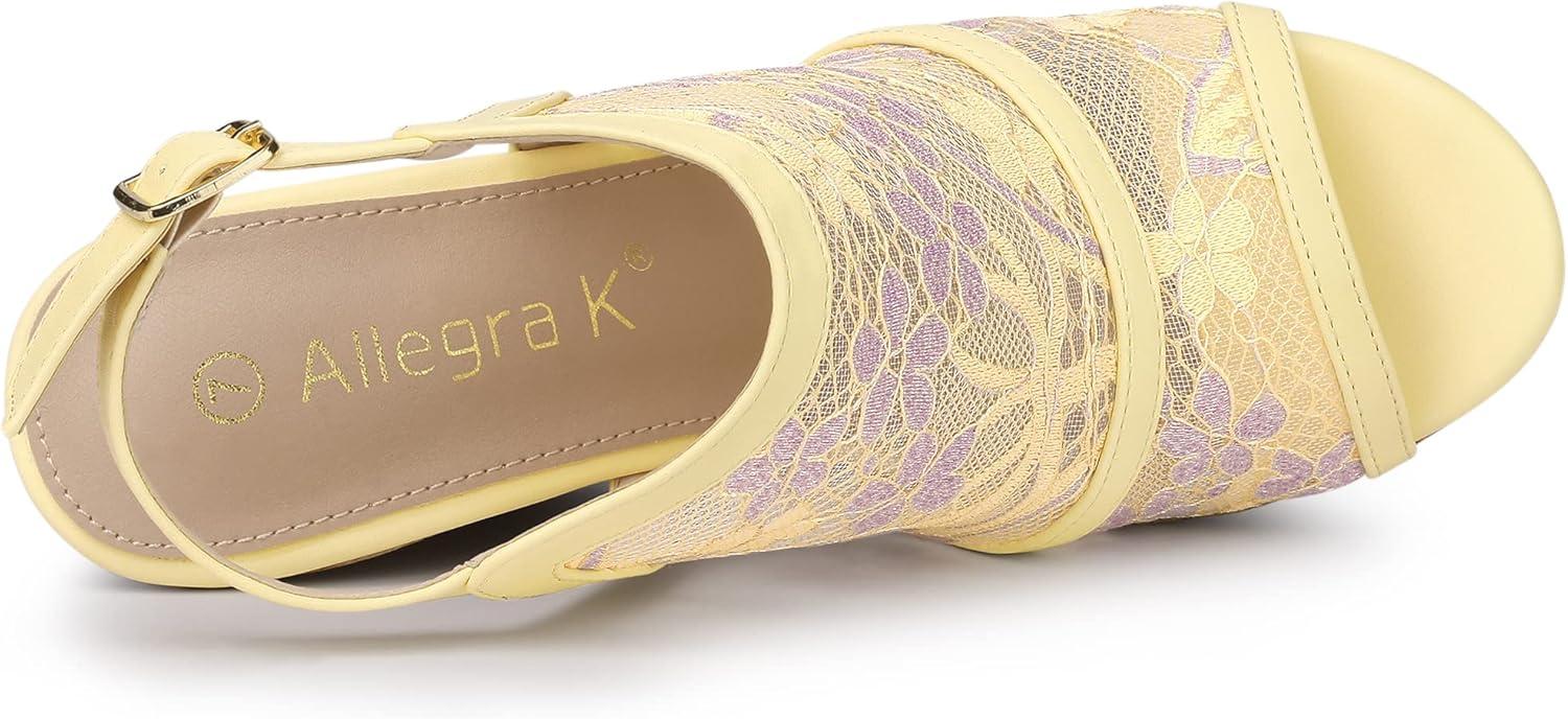 imageAllegra K Womens Open Toe Platform Heel Lace Wedges SandalsYellow Purple