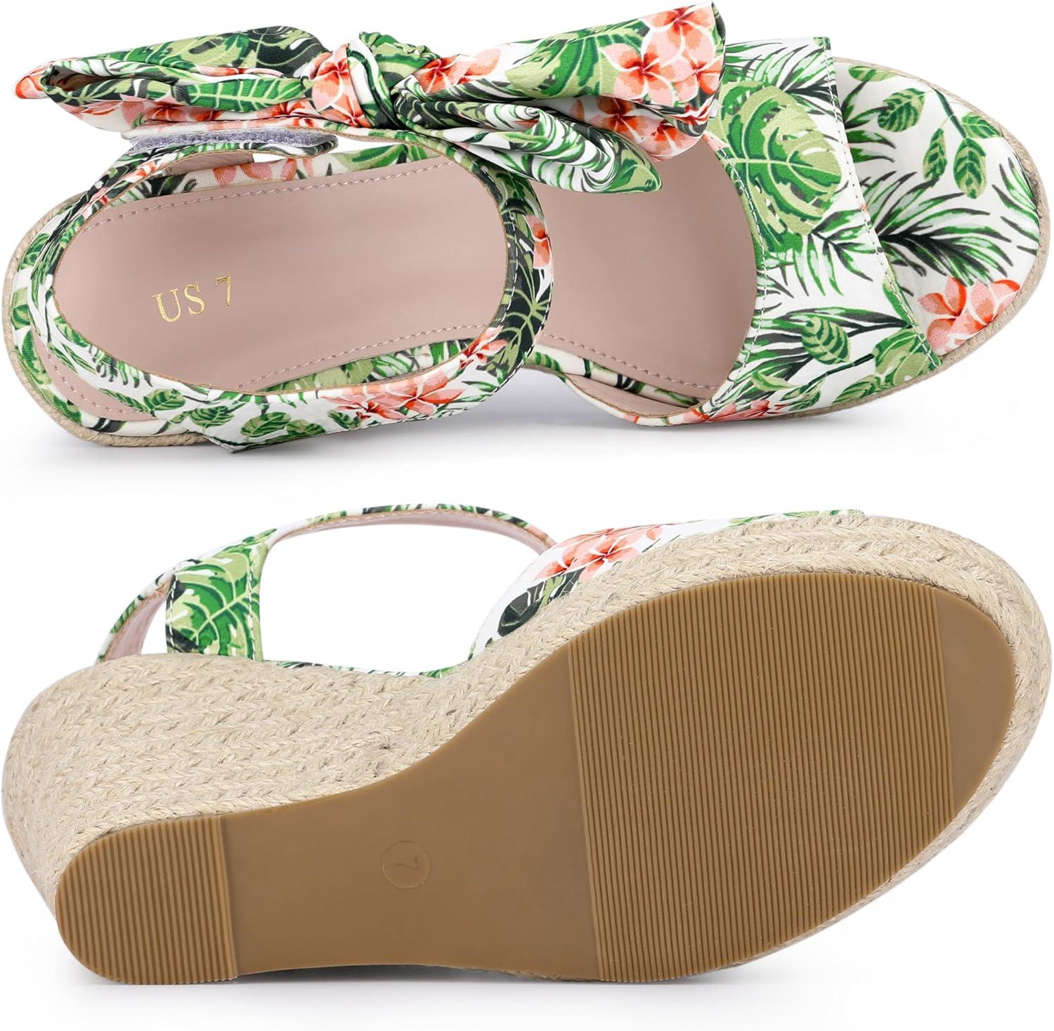 imageAllegra K Womens Platform Floral Printed Slingback Espadrille Wedge SandalsGreen