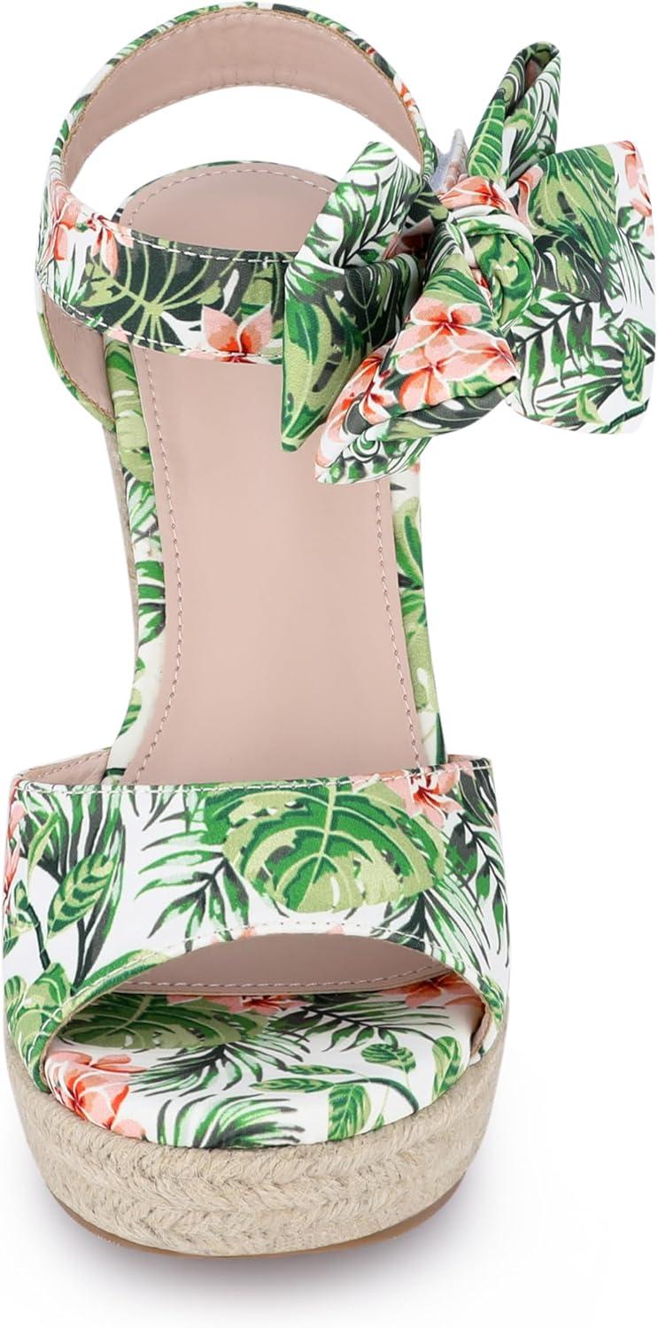 imageAllegra K Womens Platform Floral Printed Slingback Espadrille Wedge SandalsGreen
