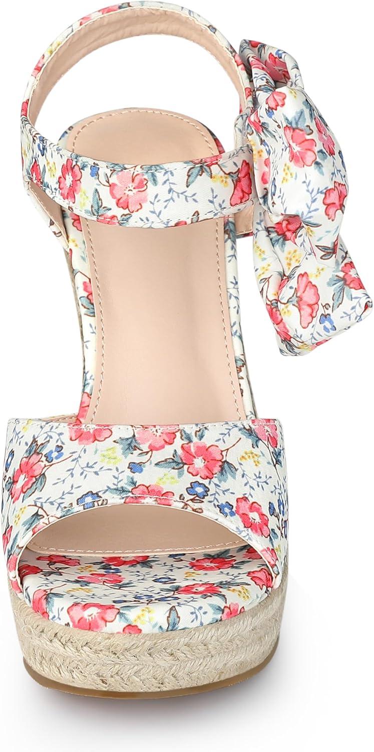 imageAllegra K Womens Platform Floral Printed Slingback Espadrille Wedge SandalsRed