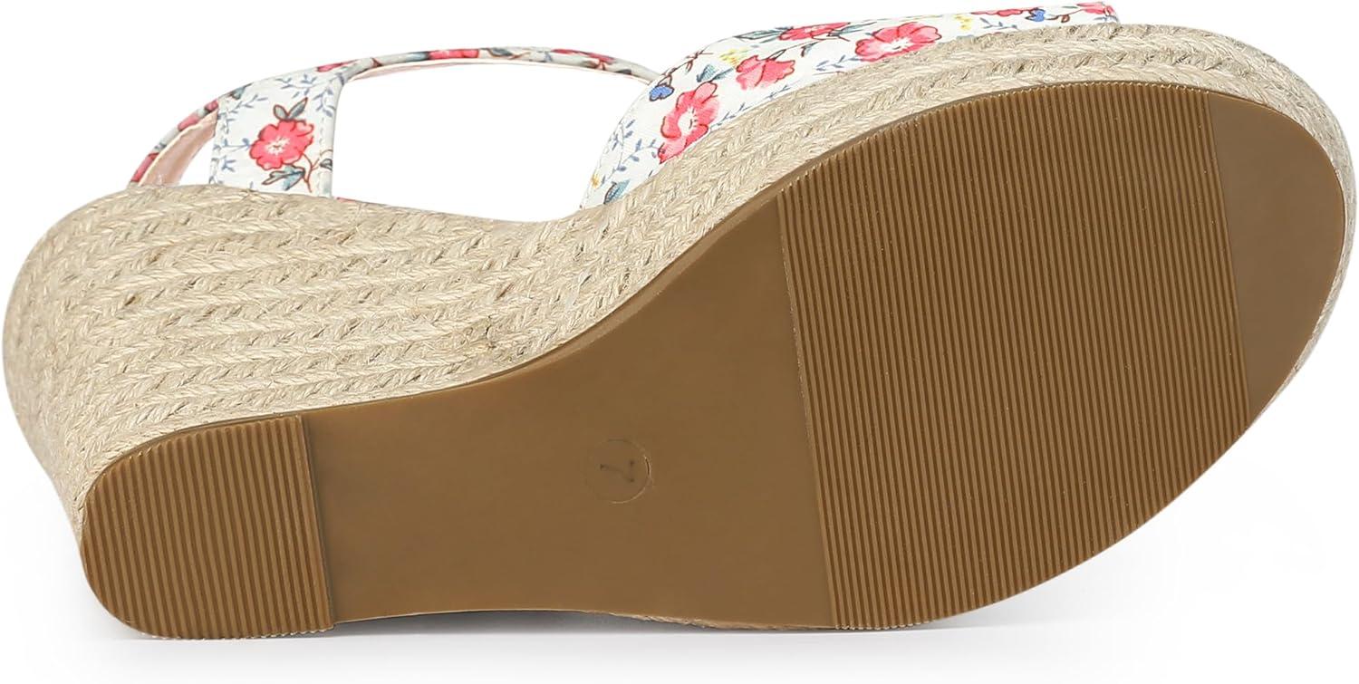 imageAllegra K Womens Platform Floral Printed Slingback Espadrille Wedge SandalsRed
