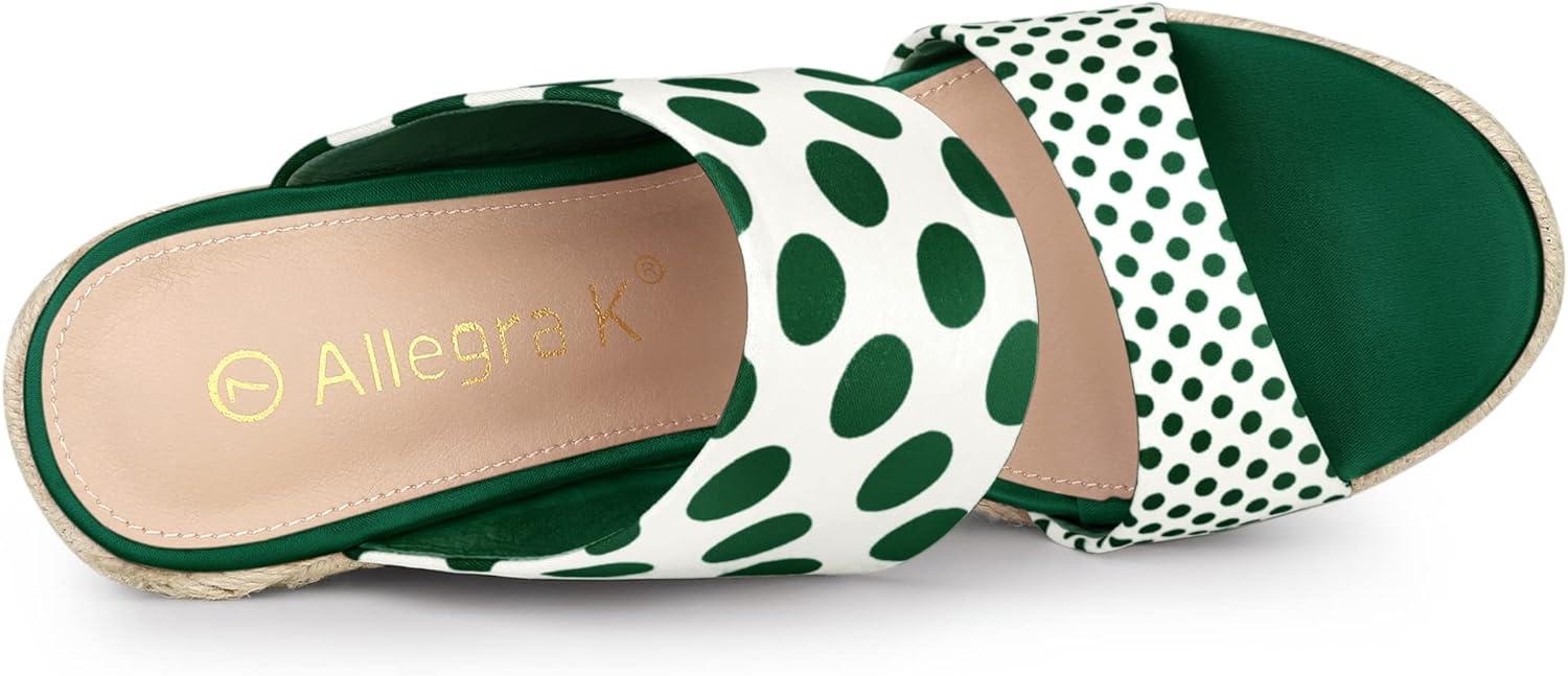 imageAllegra K Womens Platform Polka Dots Heel Espadrille Wedge SandalsDark Green