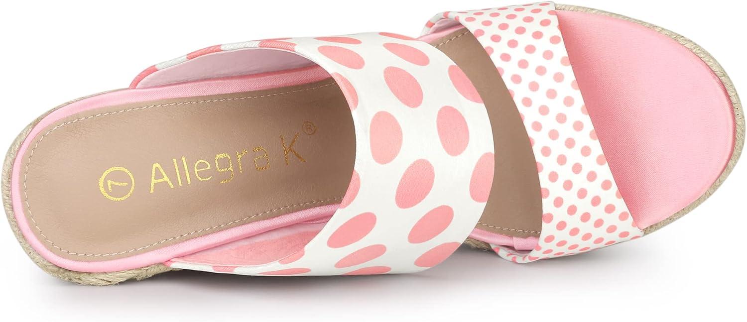 imageAllegra K Womens Platform Polka Dots Heel Espadrille Wedge SandalsLight Pink