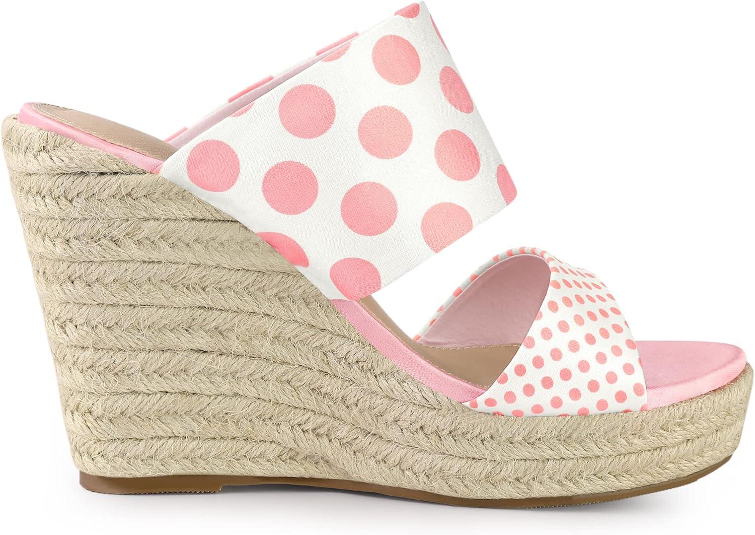 imageAllegra K Womens Platform Polka Dots Heel Espadrille Wedge SandalsLight Pink