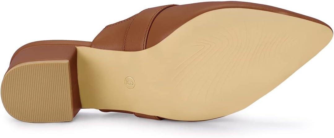 imageAllegra K Womens Pointed Toe Block Heel Brown Mules Shoes 6 M US