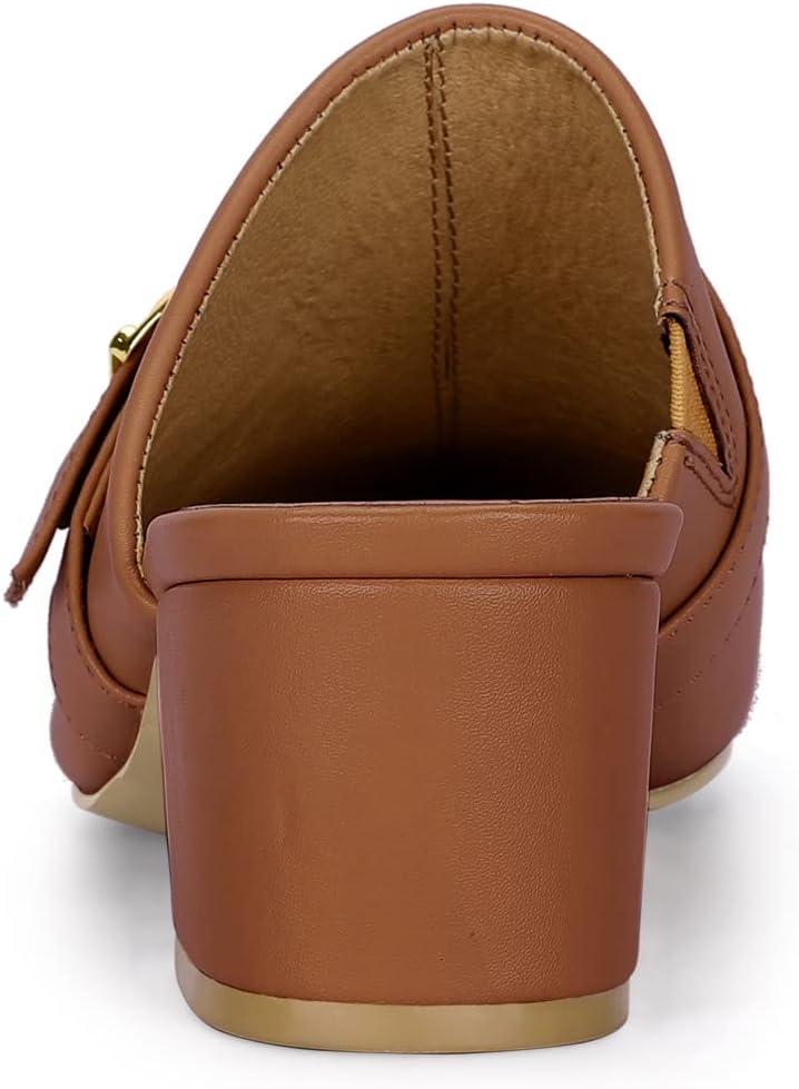 imageAllegra K Womens Pointed Toe Block Heel Brown Mules Shoes 6 M US