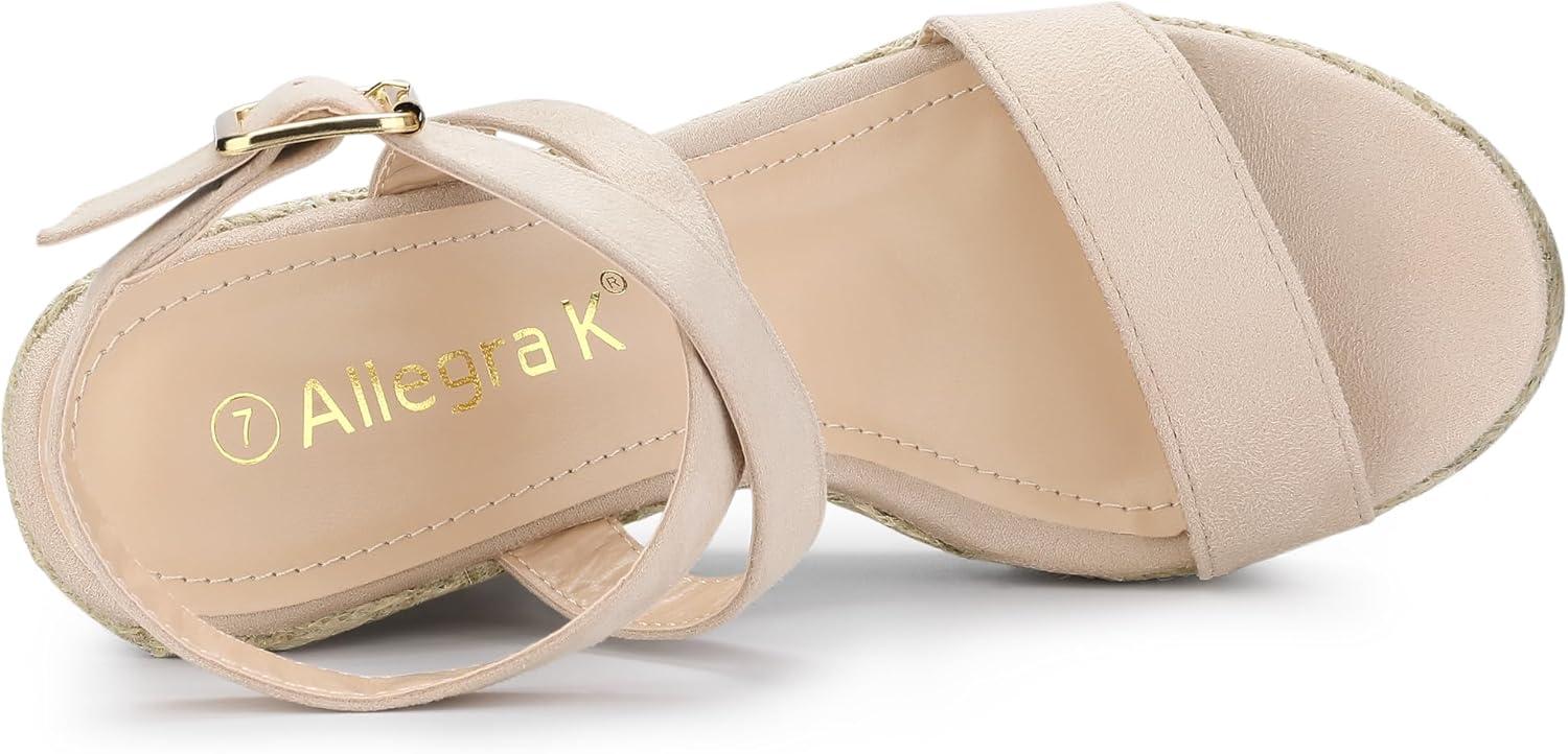 imageAllegra K Womens Slingback Crisscross Espadrille Wedges Heel Beige 07 M US