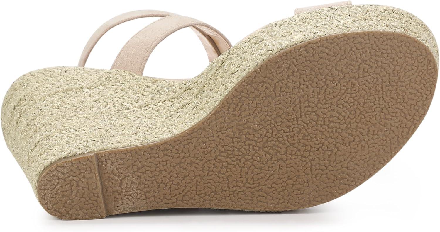 imageAllegra K Womens Slingback Crisscross Espadrille Wedges Heel Beige 07 M US