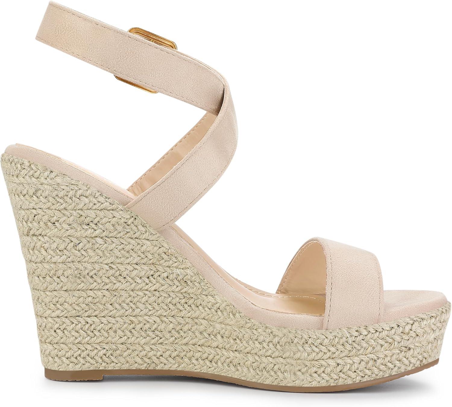imageAllegra K Womens Slingback Crisscross Espadrille Wedges Heel Beige 07 M US
