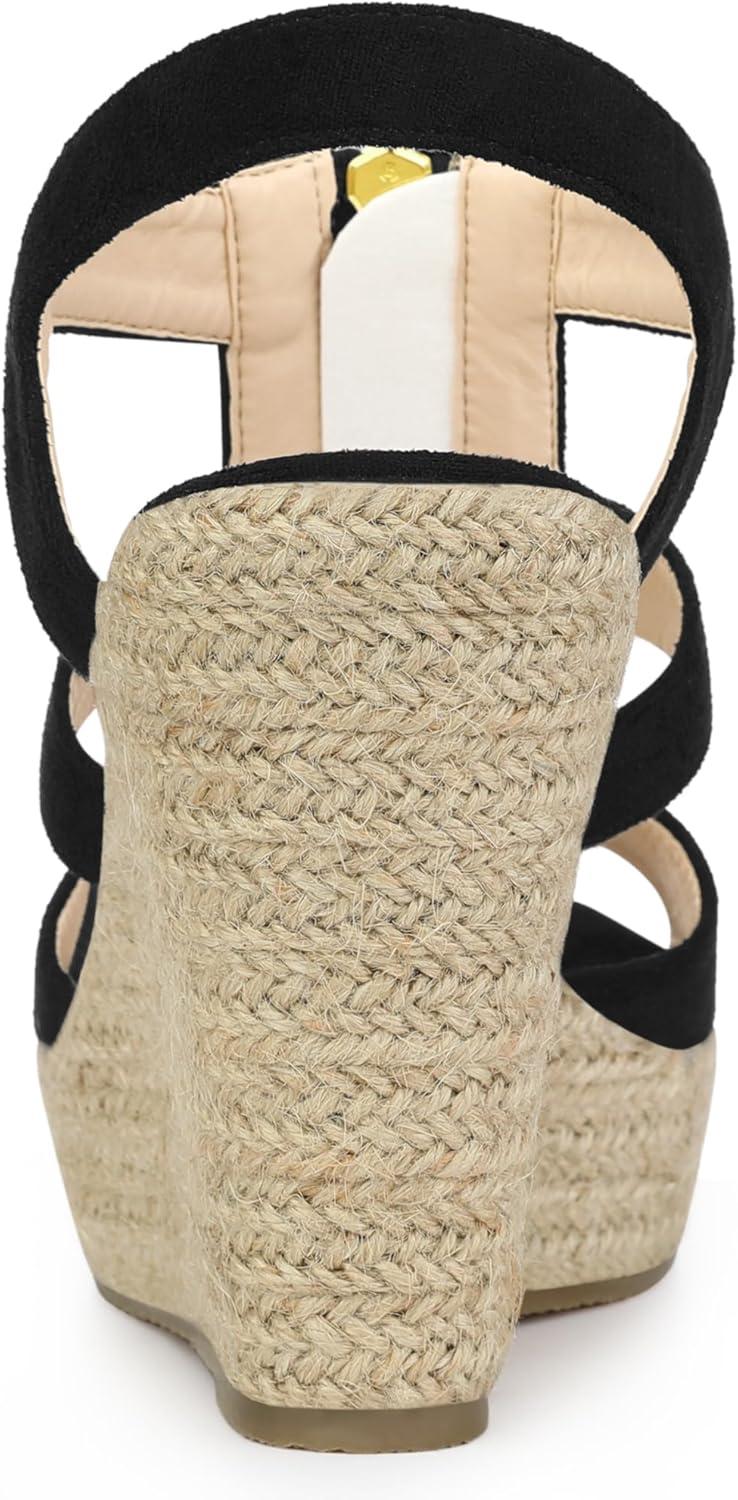 imageAllegra K Womens Wedges Zipper Sandals Platform Wedges Heels SandalsBlack