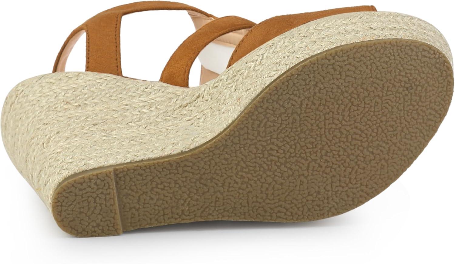 imageAllegra K Womens Wedges Zipper Sandals Platform Wedges Heels SandalsBrown