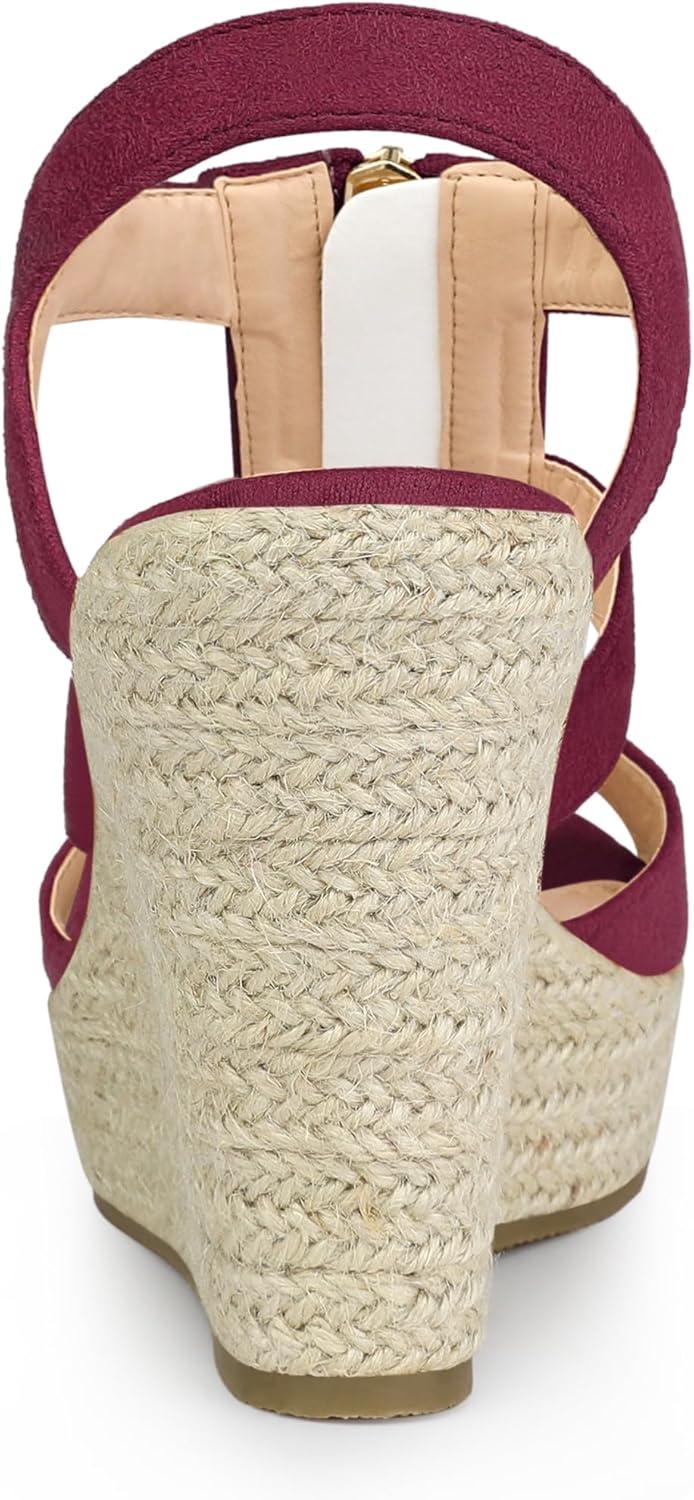 imageAllegra K Womens Wedges Zipper Sandals Platform Wedges Heels SandalsBurgundy