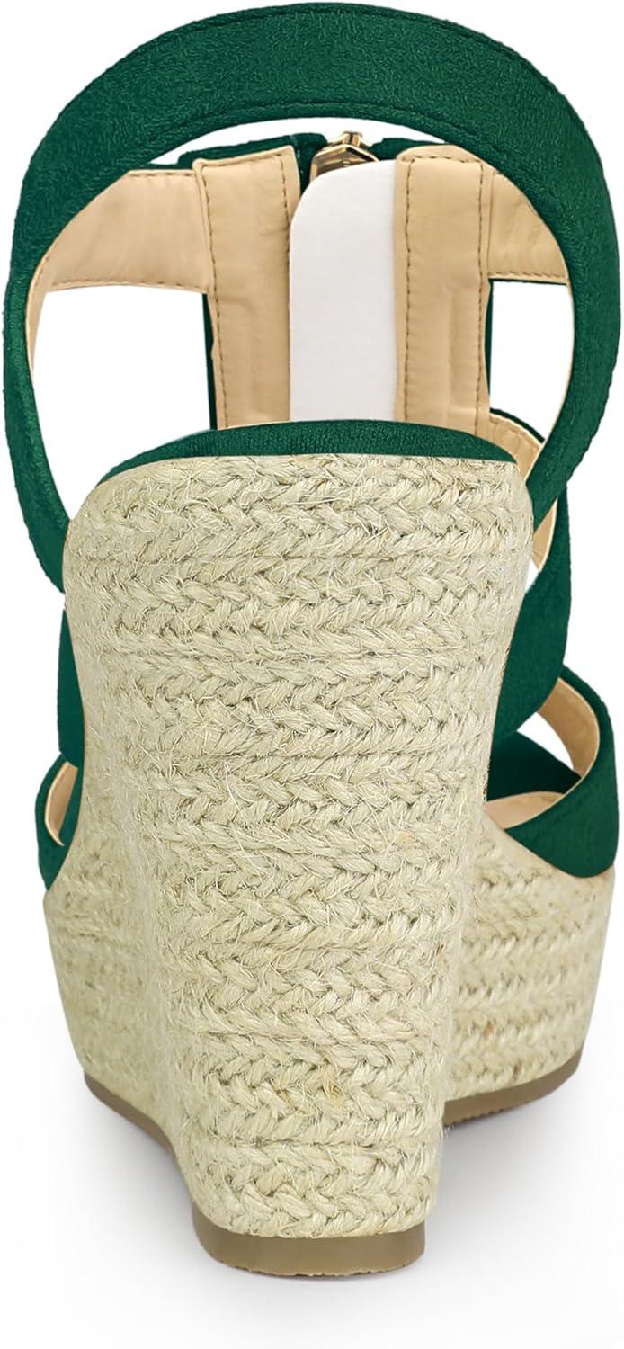 imageAllegra K Womens Wedges Zipper Sandals Platform Wedges Heels SandalsEmerald Green