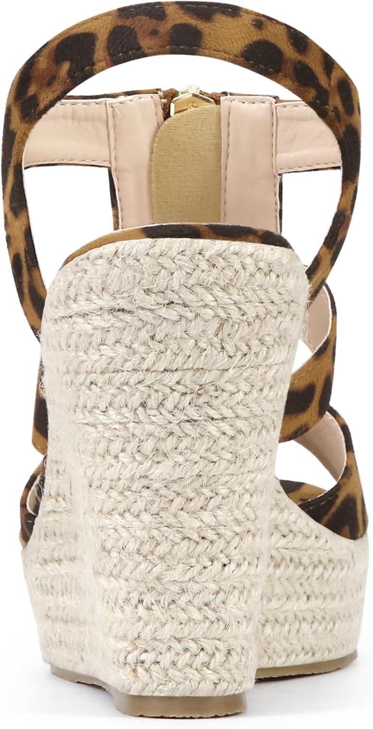 imageAllegra K Womens Wedges Zipper Sandals Platform Wedges Heels SandalsLeopard