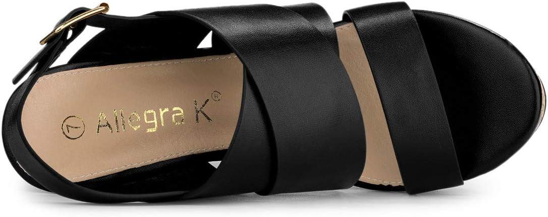 imageAllegra K Womens Wood Wedges Platform Wedge SandalsBlack