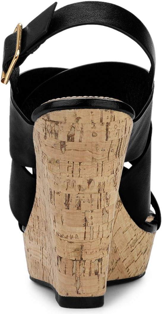 imageAllegra K Womens Wood Wedges Platform Wedge SandalsBlack
