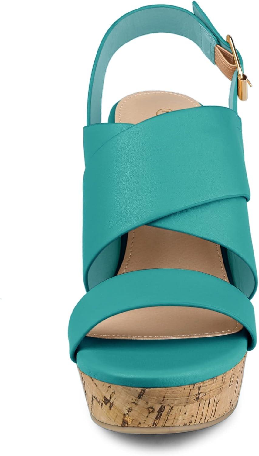imageAllegra K Womens Wood Wedges Platform Wedge SandalsLake Green