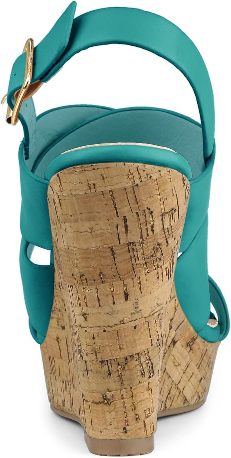 imageAllegra K Womens Wood Wedges Platform Wedge SandalsLake Green