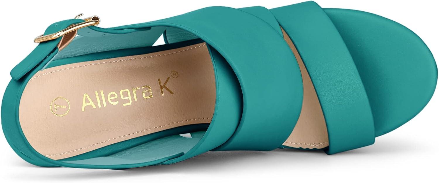 imageAllegra K Womens Wood Wedges Platform Wedge SandalsLake Green