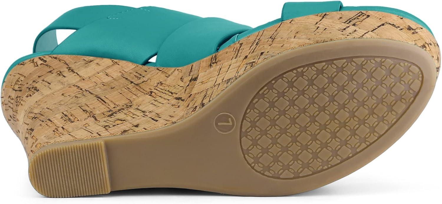 imageAllegra K Womens Wood Wedges Platform Wedge SandalsLake Green