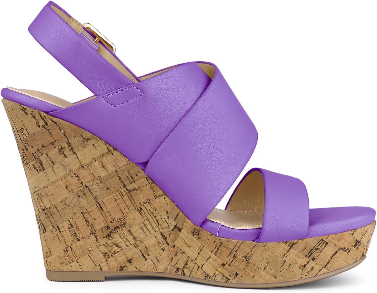 imageAllegra K Womens Wood Wedges Platform Wedge SandalsPurple