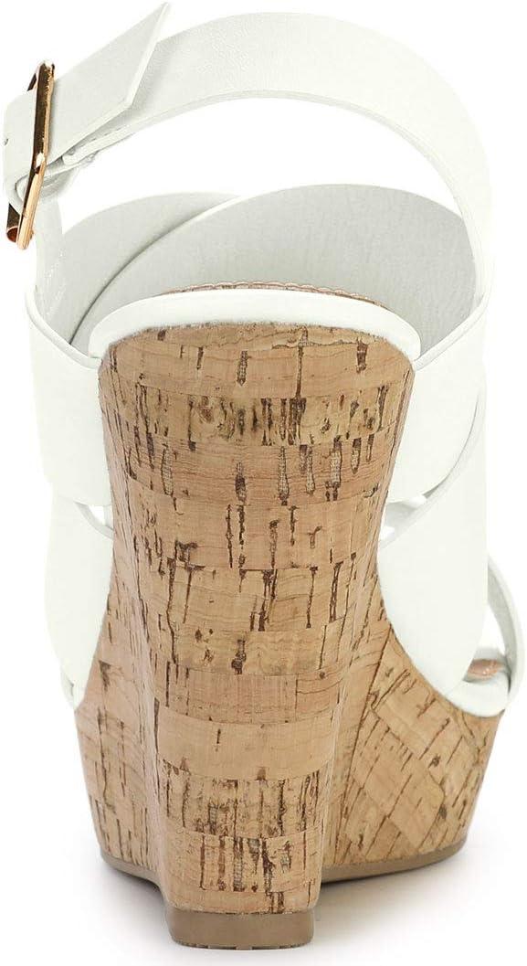 imageAllegra K Womens Wood Wedges Platform Wedge SandalsWhite