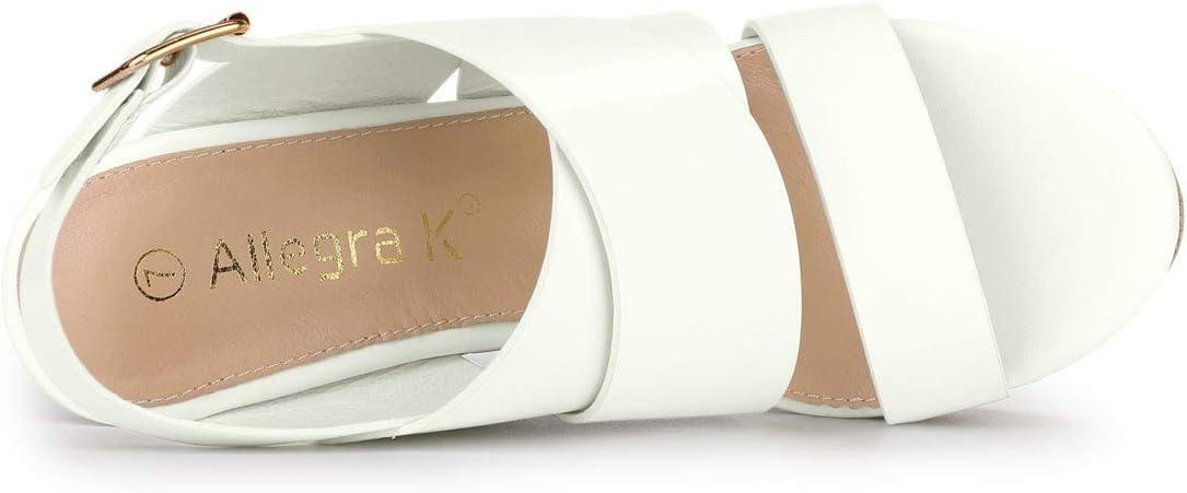 imageAllegra K Womens Wood Wedges Platform Wedge SandalsWhite