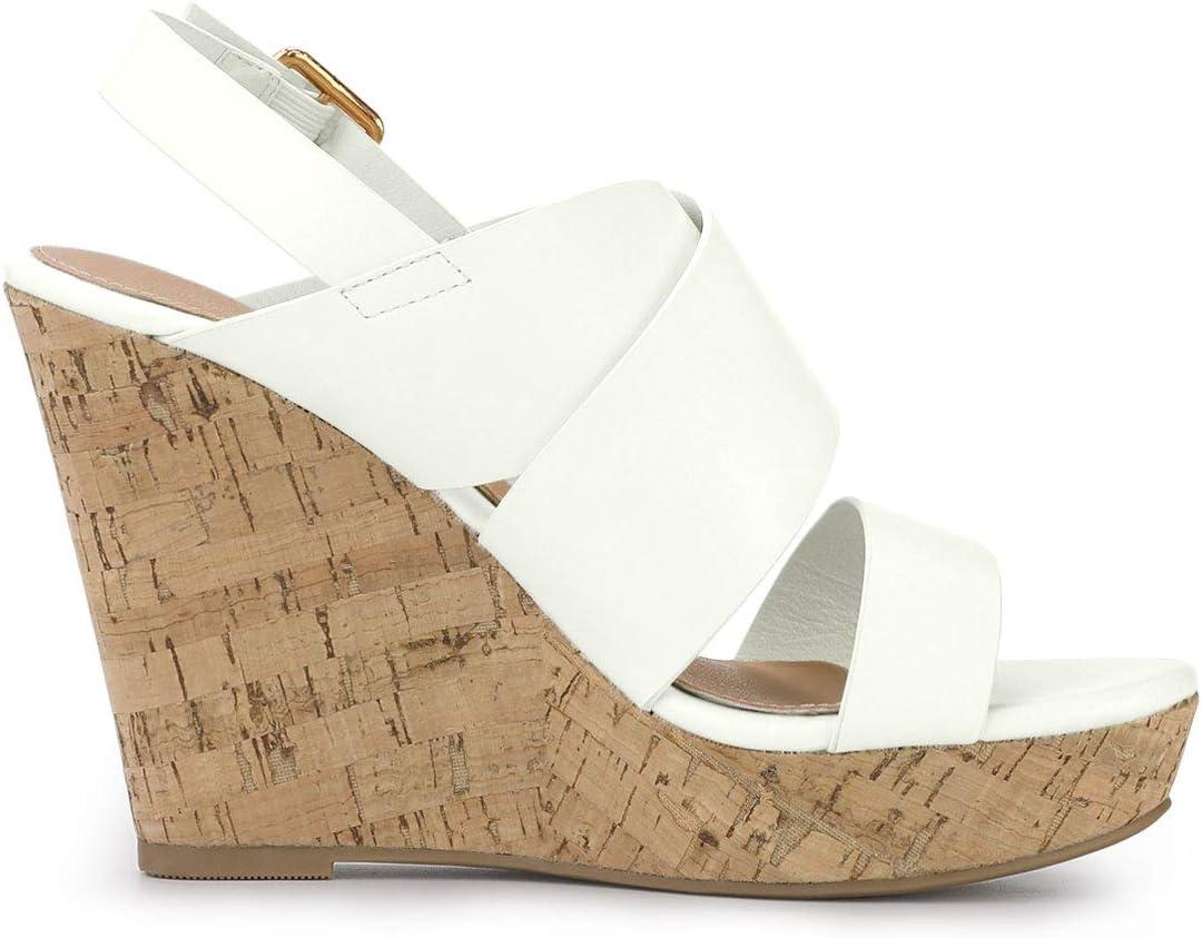 imageAllegra K Womens Wood Wedges Platform Wedge SandalsWhite