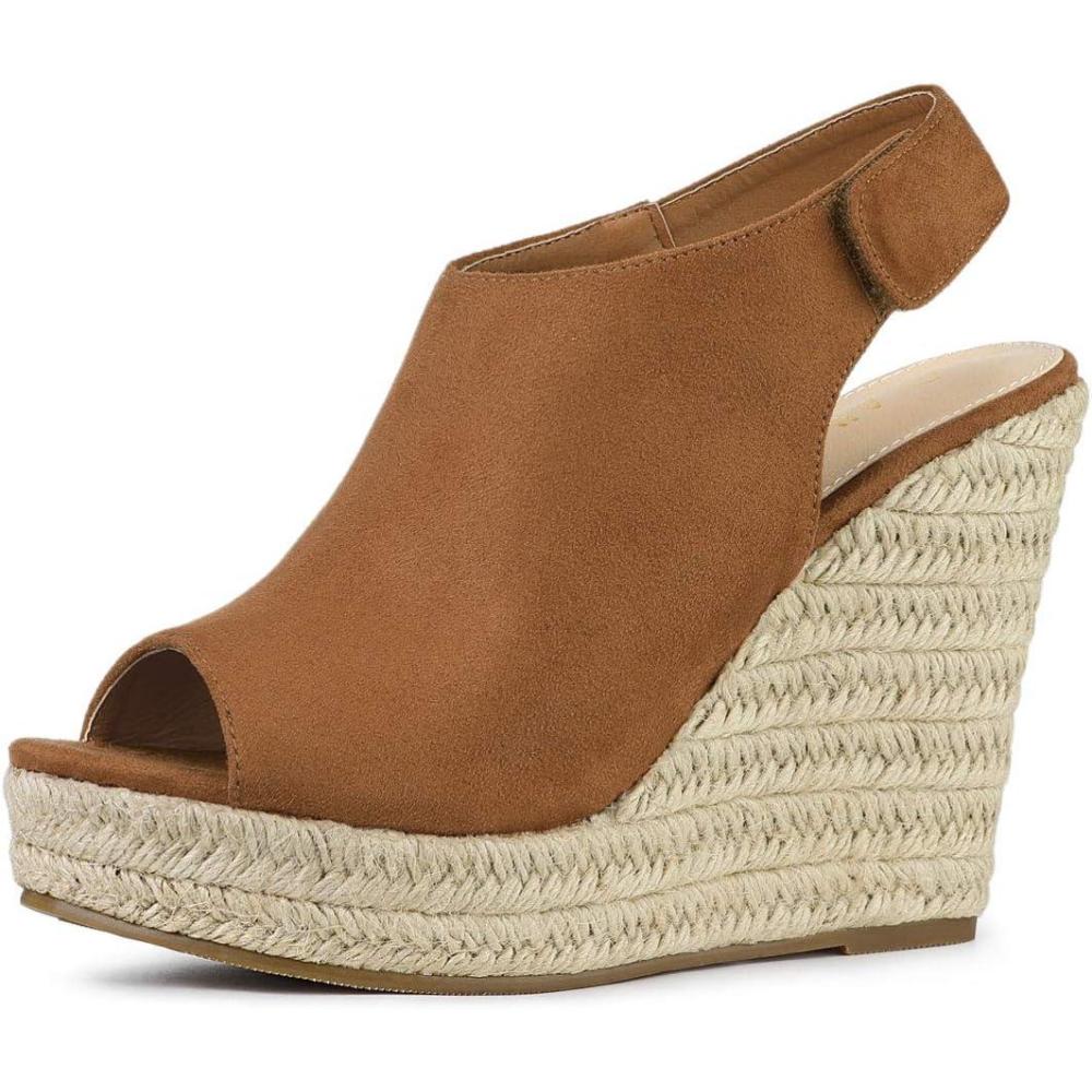 imageAllegra K Womens Espadrille Platform Heeled Wedges SandalsBrown