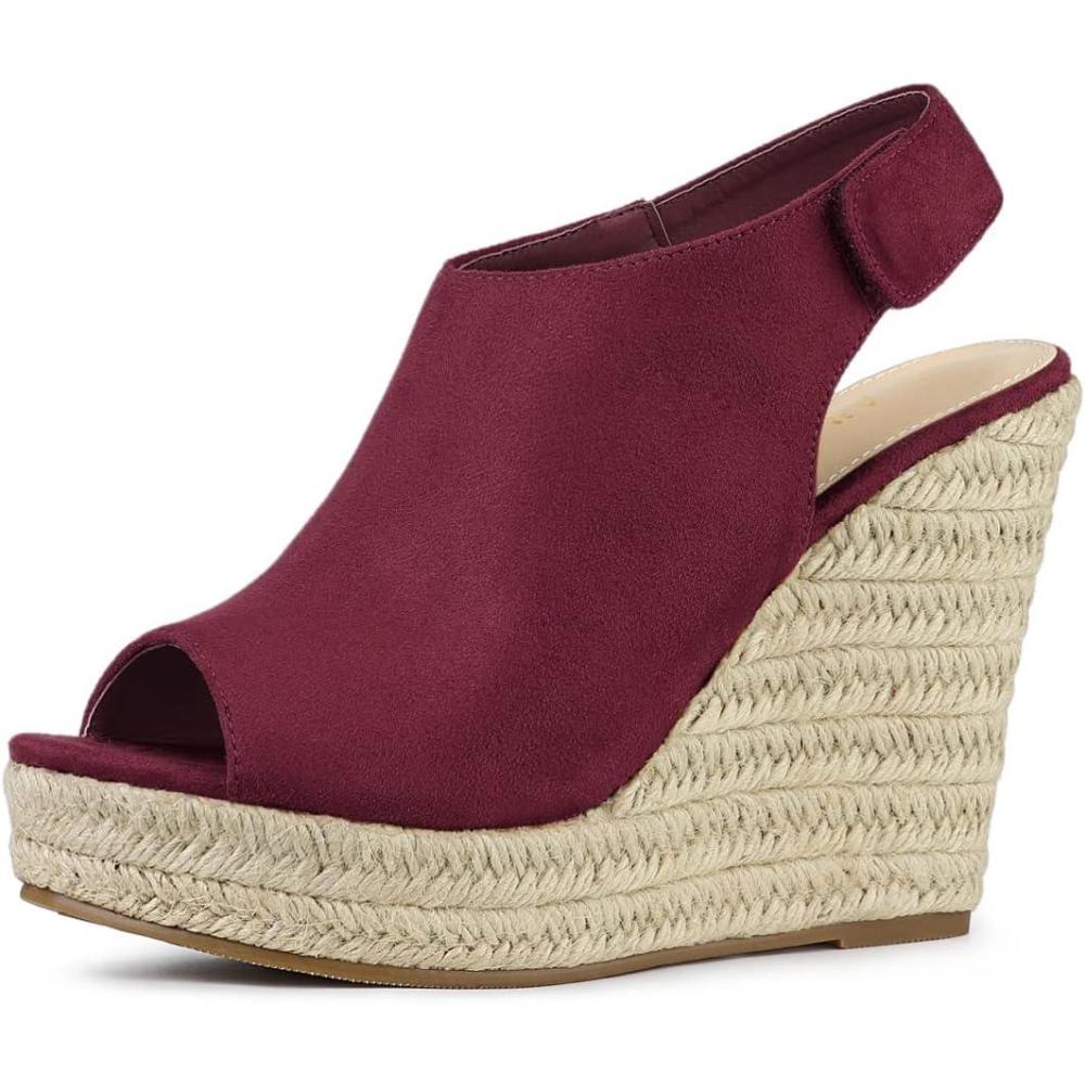 imageAllegra K Womens Espadrille Platform Heeled Wedges SandalsBurgundy
