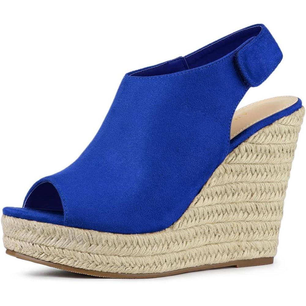 imageAllegra K Womens Espadrille Platform Heeled Wedges SandalsDeep Blue