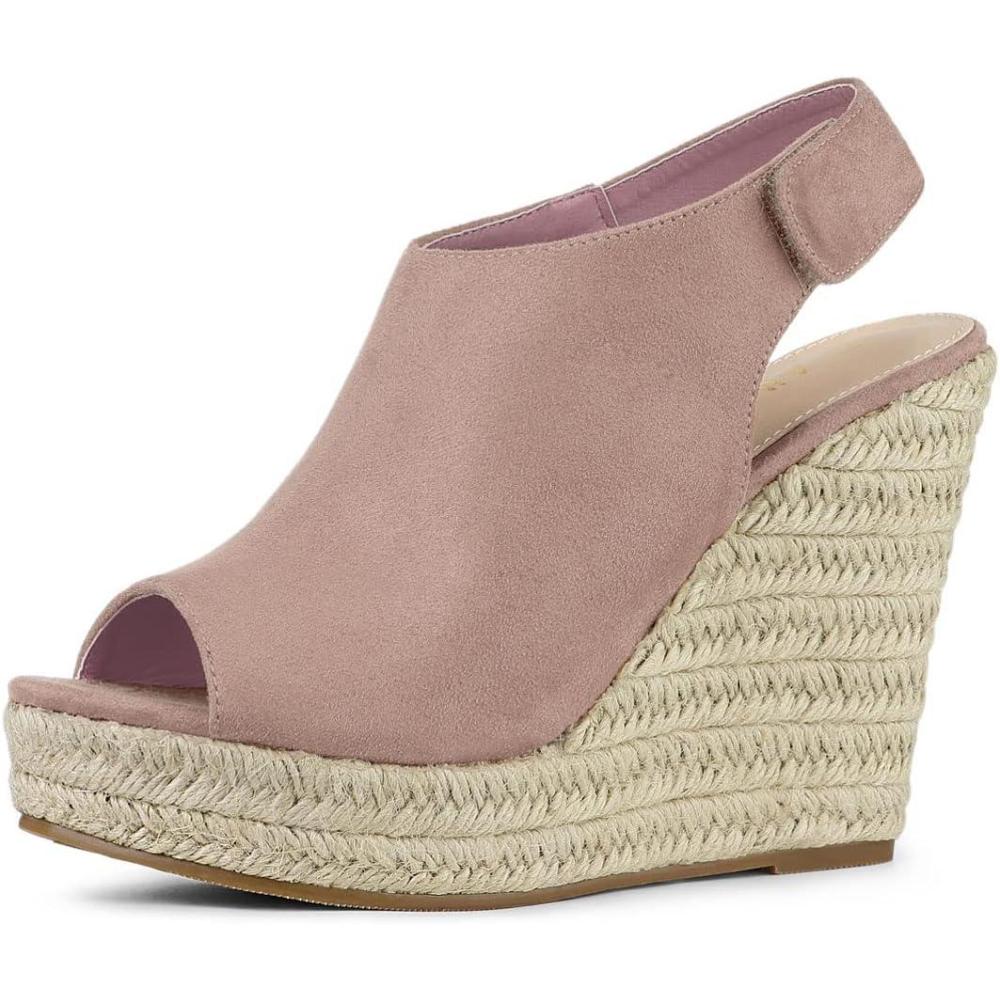 imageAllegra K Womens Espadrille Platform Heeled Wedges SandalsDust Pink