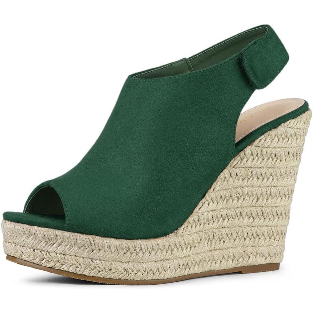 imageAllegra K Womens Espadrille Platform Heeled Wedges SandalsEmerald Green