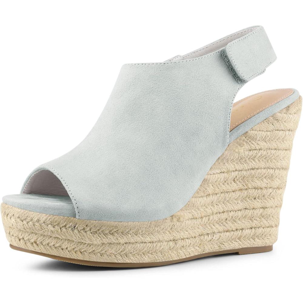 imageAllegra K Womens Espadrille Platform Heeled Wedges SandalsGrey