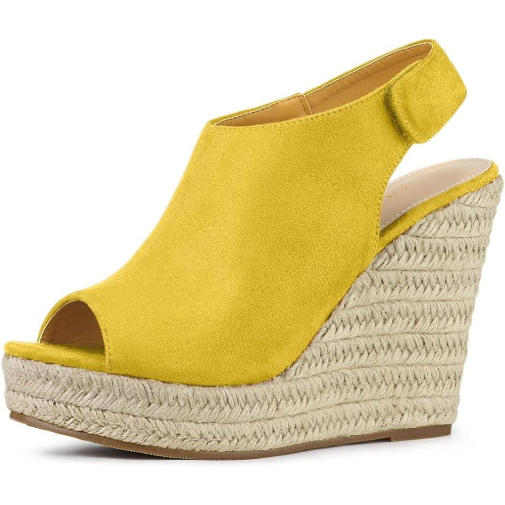 imageAllegra K Womens Espadrille Platform Heeled Wedges SandalsYellow