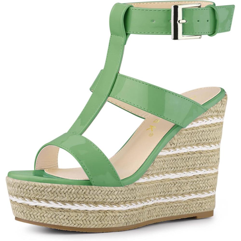 imageAllegra K Womens Espadrille Strappy Platform Wedges SandalsGreen