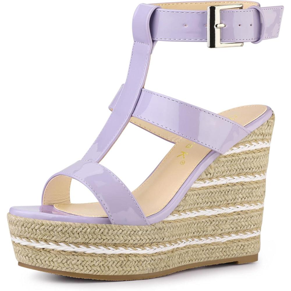 imageAllegra K Womens Espadrille Strappy Platform Wedges SandalsPurple