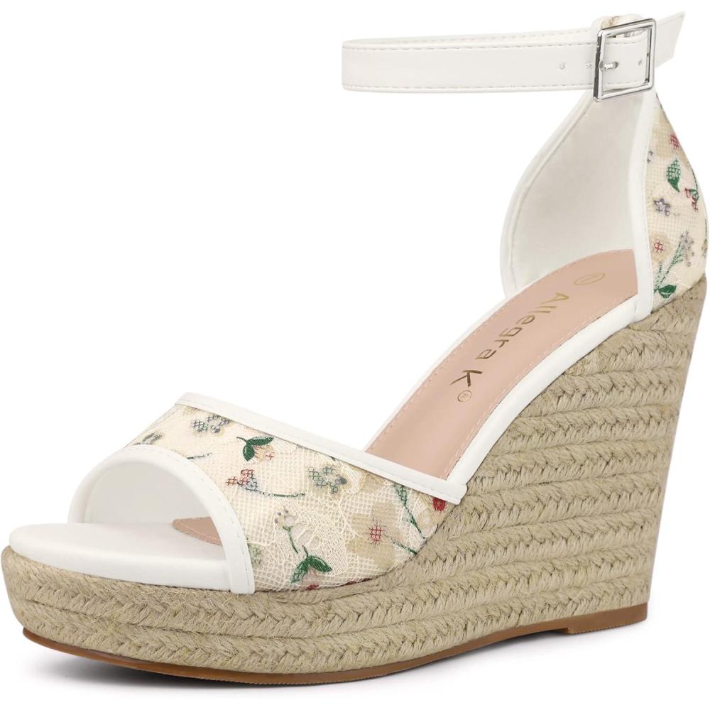 imageAllegra K Womens Lace Platform Espadrilles Wedge Heels SandalsGreen