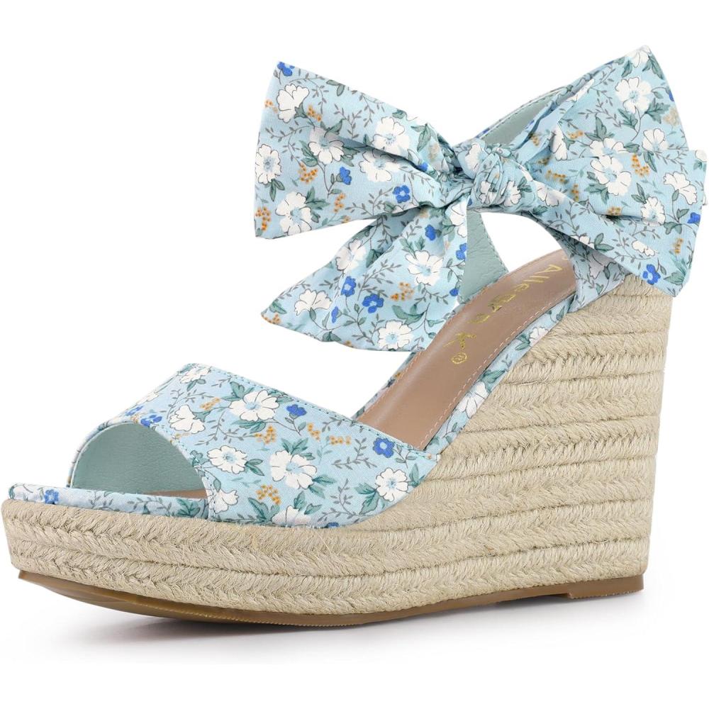 imageAllegra K Womens Platform Floral Printed Slingback Espadrille Wedge SandalsBlue Floral