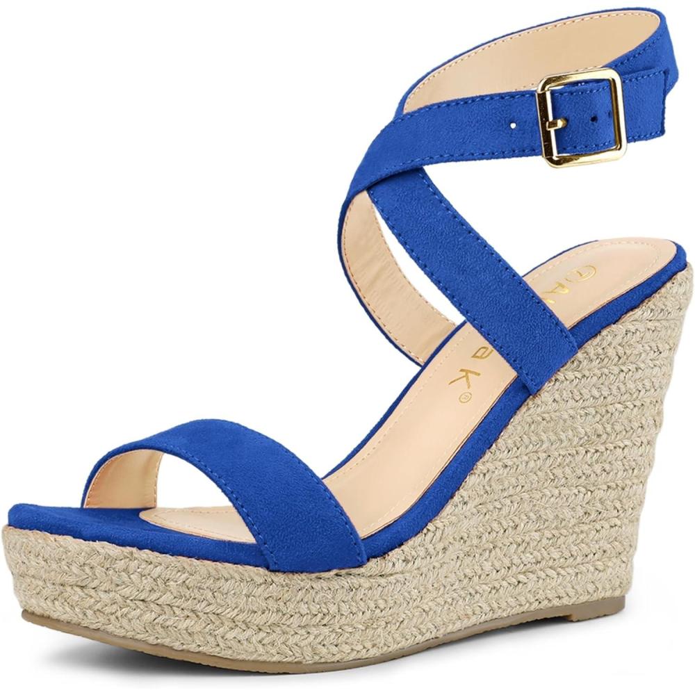 imageAllegra K Womens Slingback Crisscross Espadrille Wedges Heel SandalsRoyal Blue