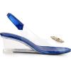 imageAllegra K Womens Clear Slingback Wedges Rhinestone Transparent Peep Toe HeelsBlue