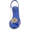 imageAllegra K Womens Clear Slingback Wedges Rhinestone Transparent Peep Toe HeelsBlue